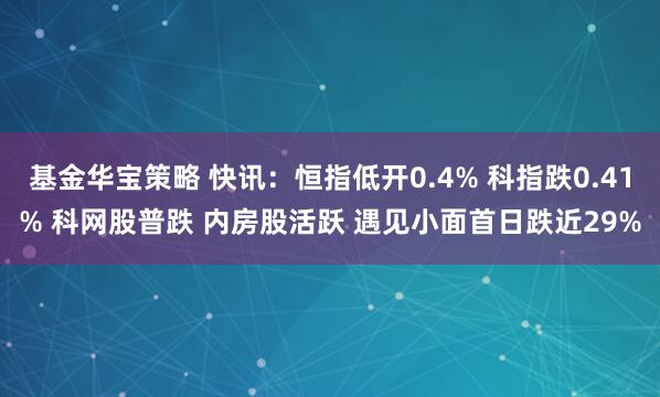 基金华宝策略 快讯：恒指低开0.4% 科指跌0.41% 科网股普跌 内房股活跃 遇见小面首日跌近29%